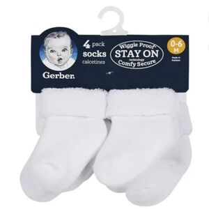 Gerber Infant Comfy White Socks 4-Pack